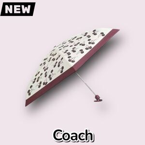 New NWT Coach UV Protection Mini Umbrella with Cherry Print